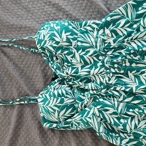 Green Leaf Print Women's Dress